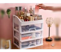 Cosmetic Organizer Tiered Acrylic Stand with Drawers - Transparent Makeup Brush Lipstick Jewelry Holder, Stackable Vanity Storage Box, Anti-Dust Lid Travel Portable, Premium Bathroom Beauty Essential UAE B2B 